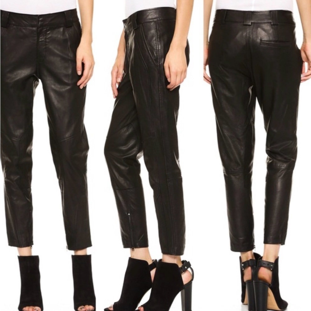 Vince Classic Black Leather Pants